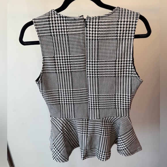 AKIRA Black and White Plaid Peplum Tank Top - Picture 2 of 4